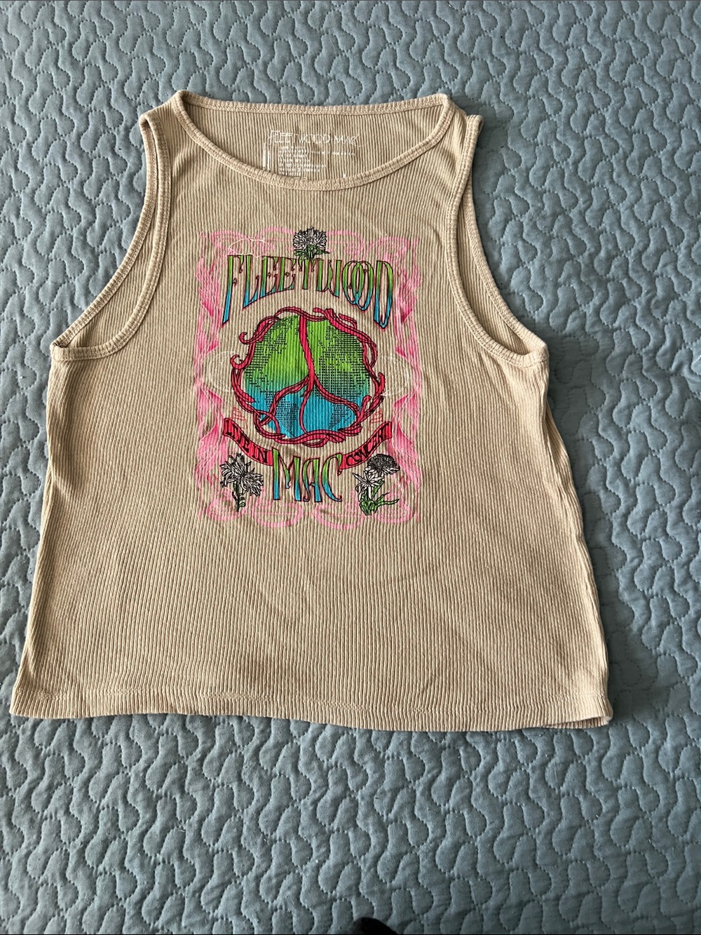 Fleetwood Mac Beige Graphic Tank Top for Kids